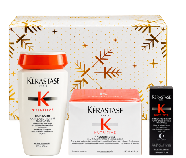 Coffret nutritive édition noël de Kerastase pour nourrir les cheveux secs.